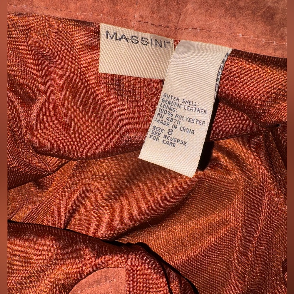 Massini Genuine Suede Bootcut Jeans, Size 8, Fully Lined Rust Color - Picture 5 of 5